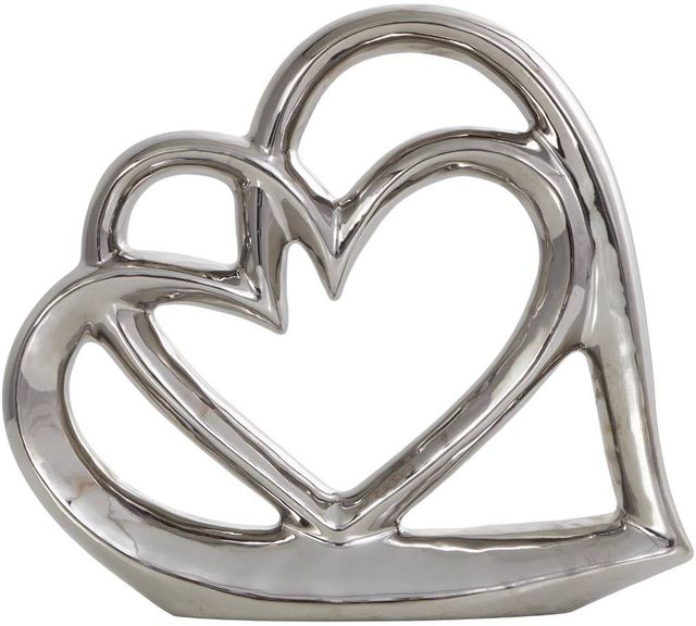 Deco Marche Silver Heart Sculpture-0