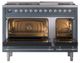Ilve® Nostalgie II Noblesse 48'' Blue Gray Pro Style Dual Fuel Range with Chrome Trim-2