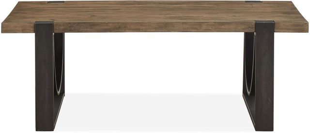 Magnussen Home® Bowden Rustic Honey Cocktail Table with Black Metal Base-2