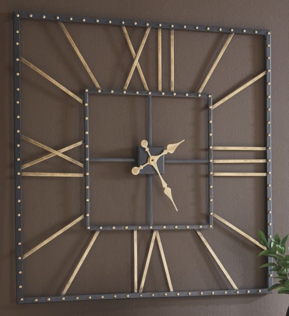 Signature Design by Ashley® Thames Black/Gold Wall Clock-1