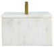 A & B Home White Marble Box with Brass Handle-2