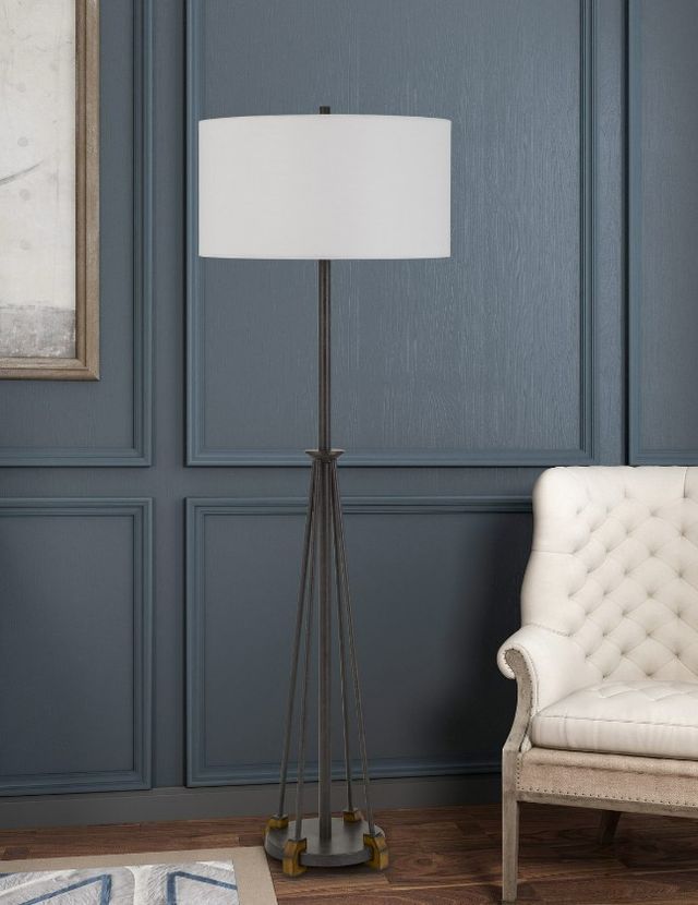 Cal® Lighting & Accessories Bellewood Textured Bronze/White Floor Lamp-2