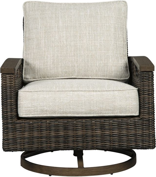 Signature Design by Ashley® Paradise Trail 2-Piece Medium Brown Aluminum/Resin Wicker Outdoor Swivel Lounge Chair Set-1