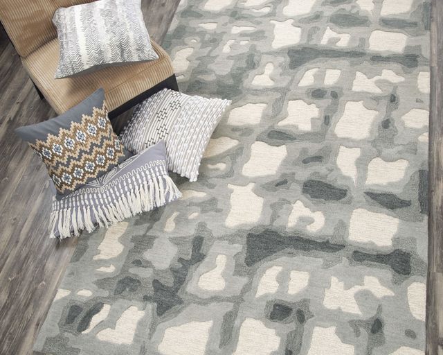 Rizzy Home Connie Post Gray/Beige 18" Round Rug-2