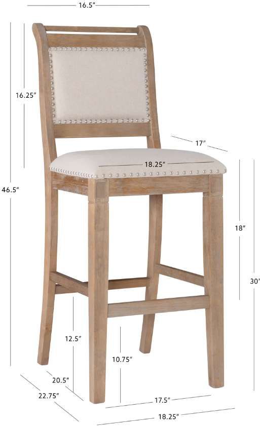 Linon Emerson Natural Upholstered Bar Stool-2