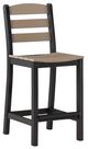 Signature Design by Ashley® Shoreline Beach 3-Piece Beige Wooden Outdoor Counter Table Set with Black Base-3