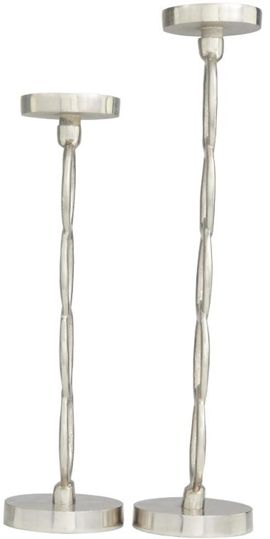 Deco Marche 2-Piece Silver Geometric Chain Link Decorative Candle Holder Set-1