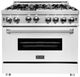 ZLINE 36" Stainless Steel/White Matte Pro Style Gas Range-0
