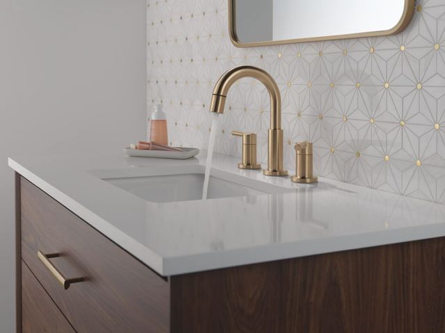 Delta Nicoli® Champagne Bronze 2-Handle Widespread Pull-Down Bathroom Faucet-1