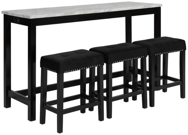New Classic® Home Furnishings Celeste 4-Piece Black Theater Bar Dining Set-0