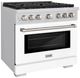 ZLINE 36" Stainless Steel Pro Style Gas Range with White Matte Door-3