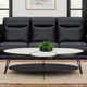 Armen Living Banks White Top Wide Coffee Table with Black Base-1