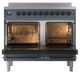 Ilve® Nostalgie II Noblesse 40'' Blue Gray Pro Style Induction Range with Burnished Trim-2