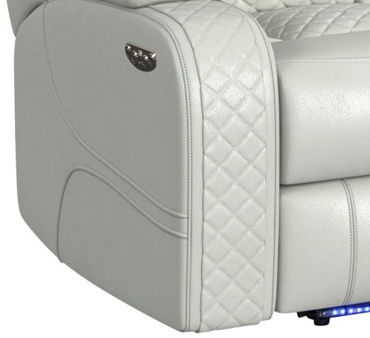 Elements International Carlo Pebble Oyster Power Reclining Sofa with Power Headrest-3