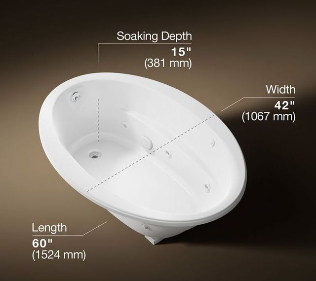 KOHLER® Sunward® White 60" x 42" Drop-In/Undermount Whirlpool Bath-2
