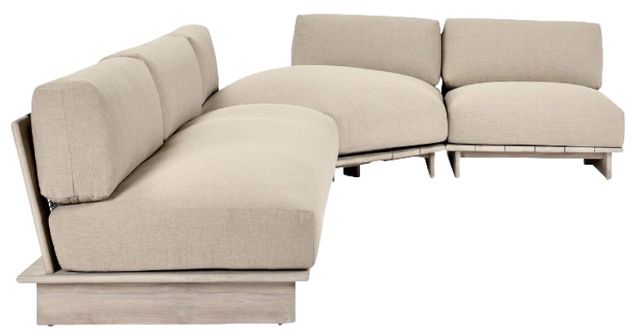 Classic Home Livia 3-Piece Taupe Acrylic Fabric Outdoor Sectional Sofa Set-4