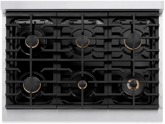 ZLINE Autograph Edition Paramount 36" Stainless Steel Pro Style Gas Range with Black Matte Door and Champagne Bronze Accents-3