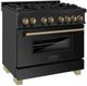 ZLINE Autograph Edition 36" Black Stainless Steel Pro-Style Dual Fuel Natural Gas Range-2