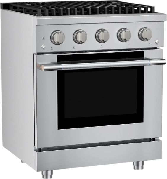 Hauslane HausPro 30" Stainless Steel Pro-Style Dual Fuel Range with Rose Gold Knobs-3