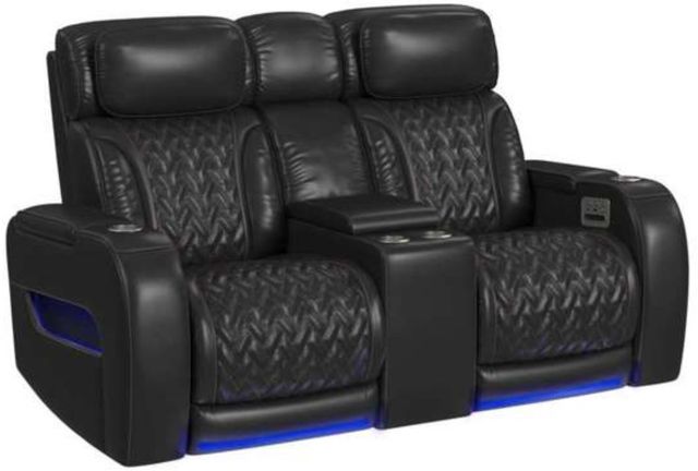 Elements International Prime Time P3 Jet Black Power Reclining Loveseat with LED-0