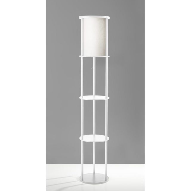 Adesso® Stewart White Round Shelf Floor Lamp-2