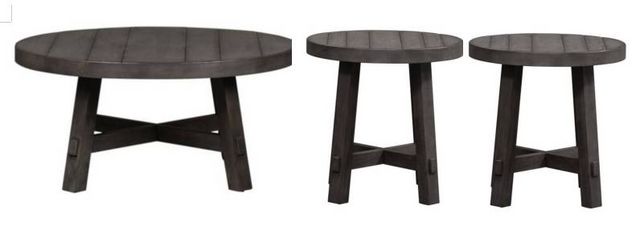 Liberty Furniture Modern Farmhouse 3-Piece Dusty Charcoal Living Room Table Set