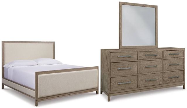Signature Design by Ashley® Chrestner 3-Piece Gray King Upholstered Panel Bed Set-0