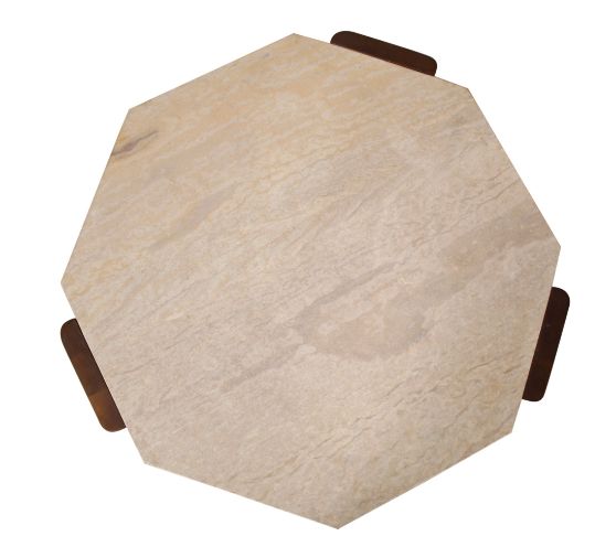Home Trends & Design Breton Travertine Coffee Table with Walnut Base-3