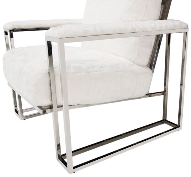 Michael Amini® Trance™ Astro Stainless Steel/White Chair-2