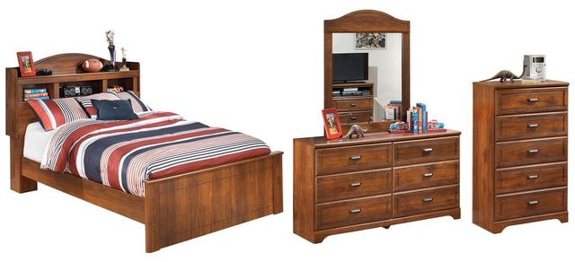 Signature Design by Ashley® Barchan 4-Piece Medium Brown Full Youth Bookcase Bed Set-0