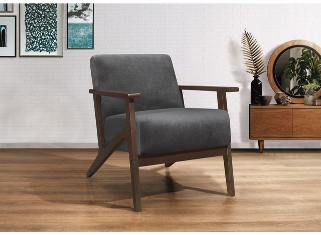 Homelegance® August Dark Gray/Dark Walnut Accent Chair-1