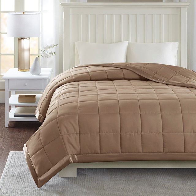 Olliix by Madison Park Brown All Season Hypoallergenic Microfiber Down Alternative Full/Queen Windom Blanket-2