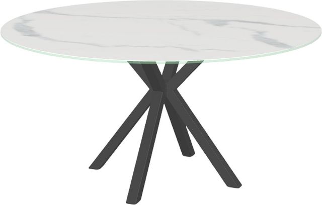Amisco Customizable Asterisk 60" Round Dining Table with 0.5" Italian Porcelain on Glass Top-0