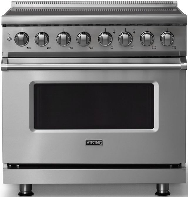 Viking® 5 Series 36" Stainless Steel Pro Style Induction Range with Polished Chrome Trim-0