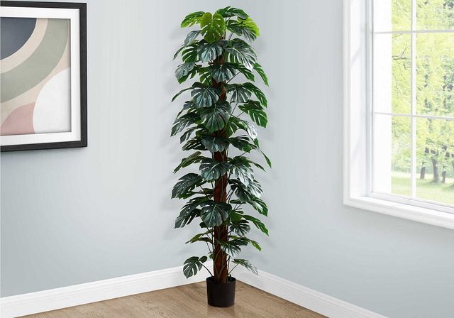 Monarch Specialties Inc. Black/Brown/Green 83" Indoor Artificial Monstera Tree with 8" Pot-1