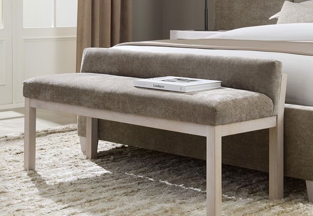 Artisan & Post by Vaughan-Bassett Joinery Brindle Gray/Washed White Oak Upholstered Bench-1