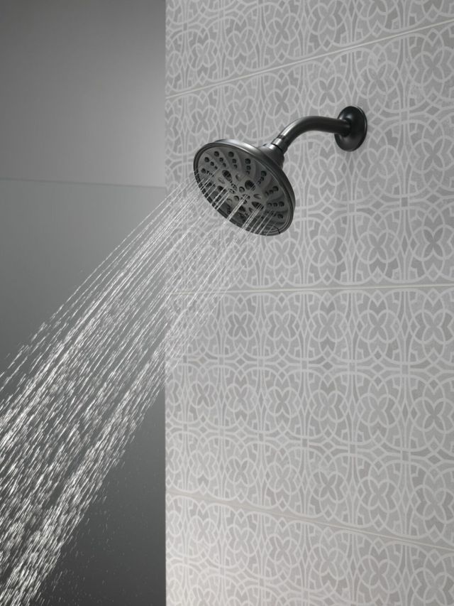 Delta Universal Showering Matte Black H2Okinetic® 5-Setting Traditional Raincan Shower Head-2