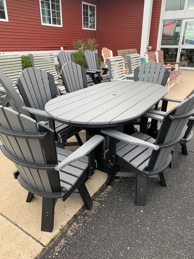 Creekside 7' Oval Dining Height Table with 6 Classic Back Swivel Dining Chairs, Smooth Colors-1