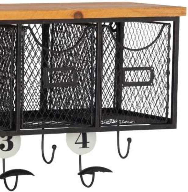 Linon Black Iron 4-Basket Wall Organizer-1