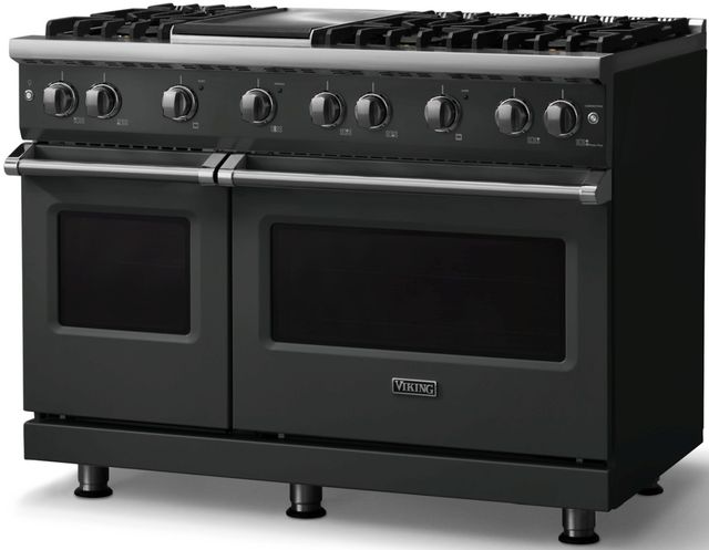 Viking® 5 Series 48" Antique Bronze Pro Style Gas (NG) Range with Polished Chrome Trim-2