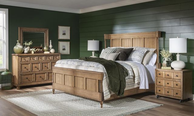 Legacy Classic Vintage Market Barnwood Oak King Shelter Bed-1