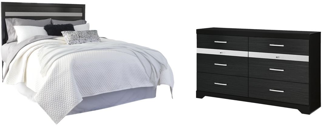 Signature Design by Ashley® Starberry 2-Piece Black King/California King Panel Headboard Bed Set