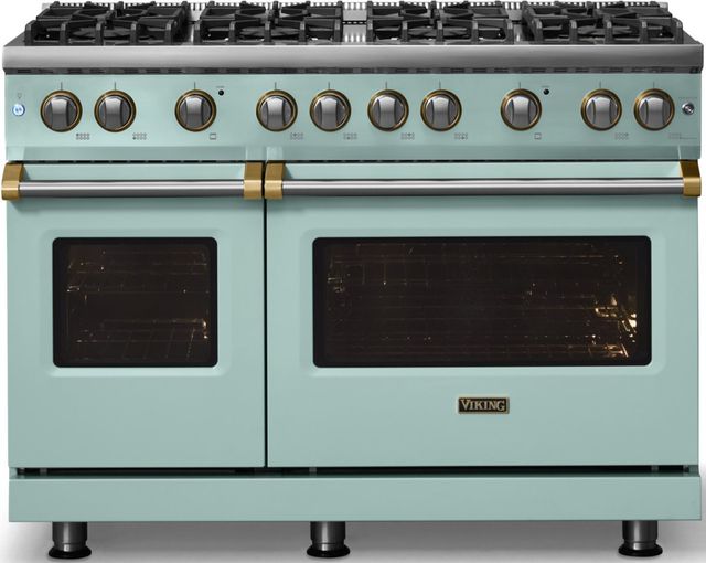 Viking® 5 Series 48" Splash Pro Style Gas (LP) Range with Brushed Brass Trim-3