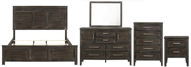 New Classic® Home Furnishings Andover 5-Piece Nutmeg Queen Panel Bedroom Set with Chest and Nightstand-0