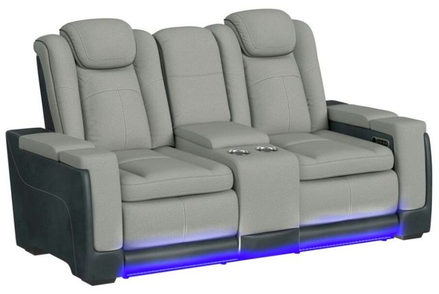 Elements International Lantana Charcoal/Rocky Cement Power Motion Reclining Loveseat-0