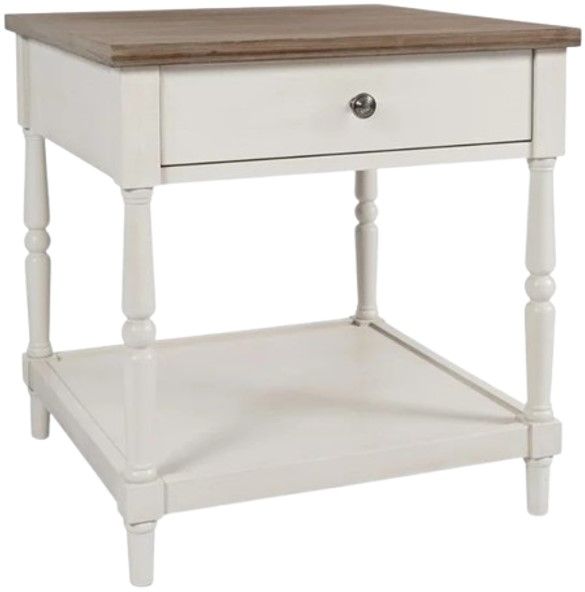 Jofran Inc. Grafton Farms Brown End Table with Antique White Base-0