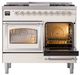Ilve® Nostalgie II Noblesse 40'' Antique White Pro Style Dual Fuel Range with Chrome Trim-4