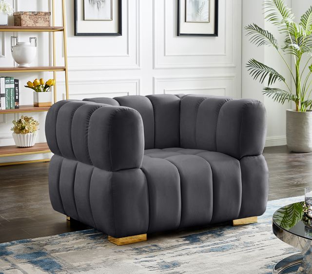 Meridian Furniture Gwen Grey Velvet Chair-1