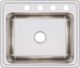 Elkay Lustertone® Classic Lustrous Satin 25" x 21-1/4" x 10-1/8" 4-Hole Single Bowl Drop-In Sink-1