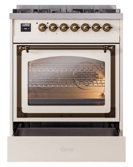 Ilve® Nostalgie II Noblesse 30" Antique White Pro Style Dual Fuel Range-3